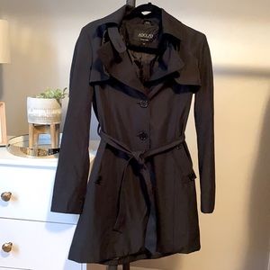 ADOLFO Lightly Lined Belted Black Peacoat